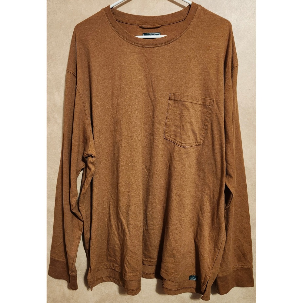 Woolrich Green Label Mens XXL Brown Long Sleeve Pocket T-Shirt Cotton Blend